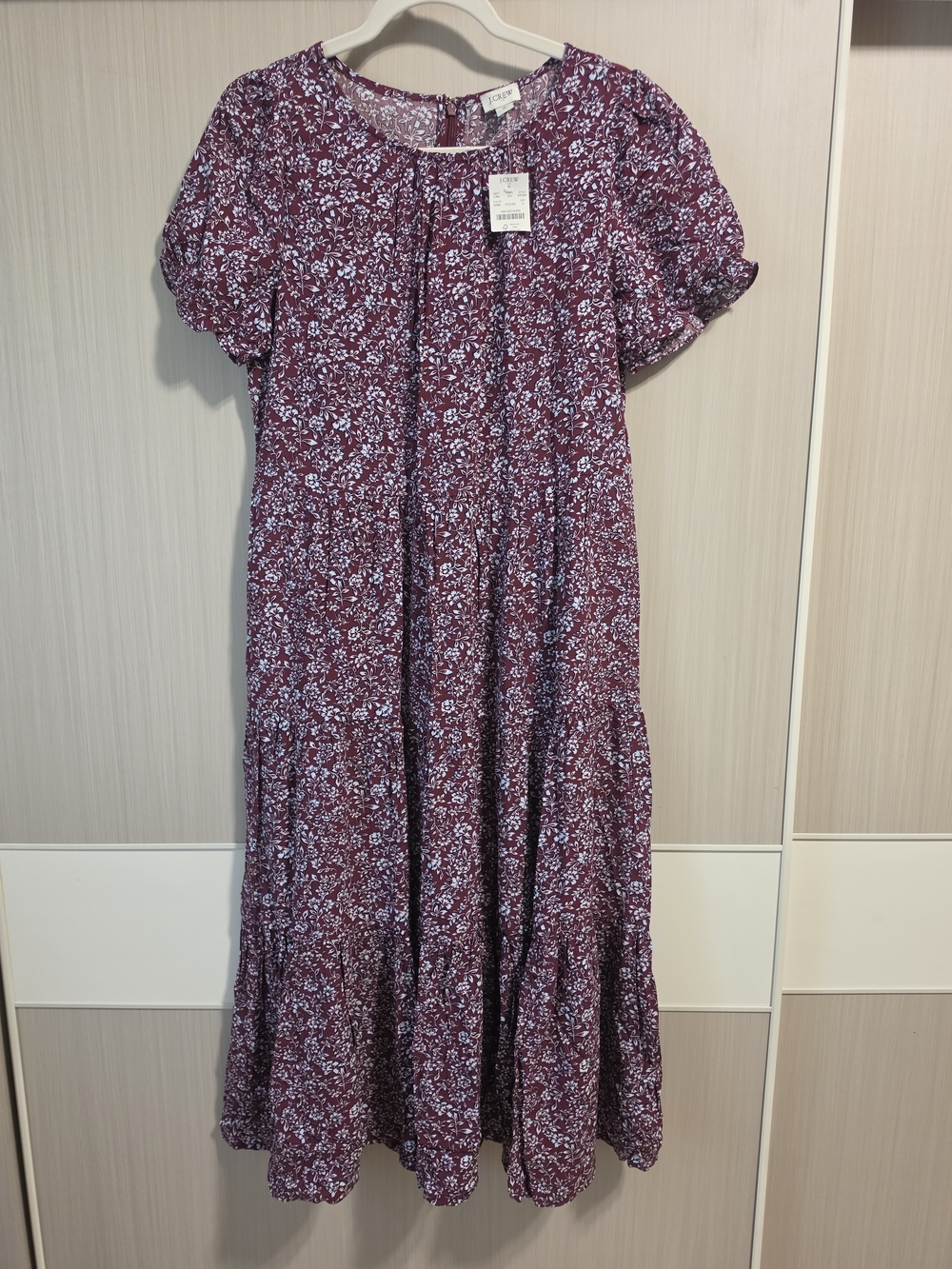J. Crew Burgundy Floral Tiered Maxi Dress
